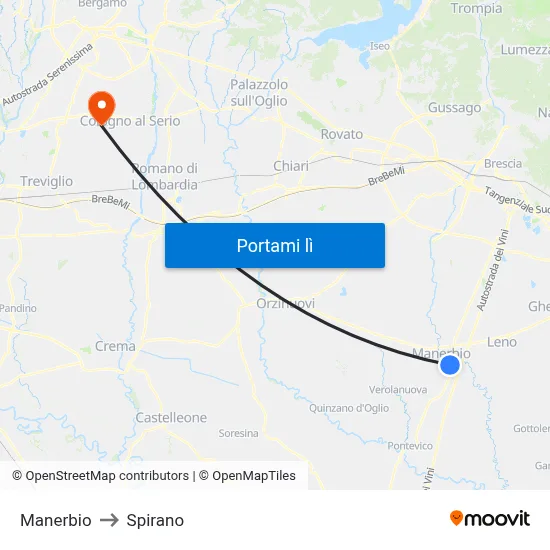 Manerbio to Spirano map