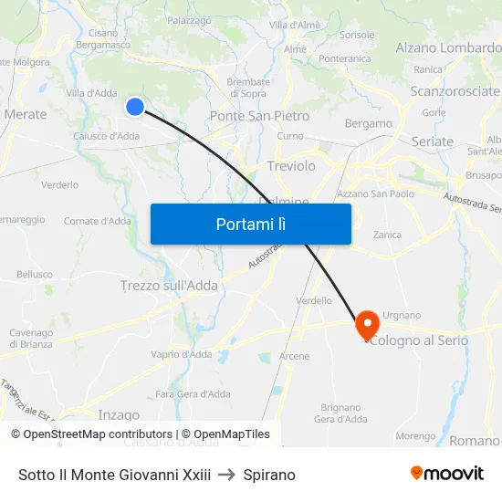 Sotto Il Monte Giovanni Xxiii to Spirano map