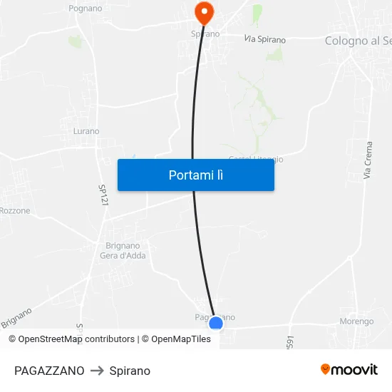PAGAZZANO to Spirano map