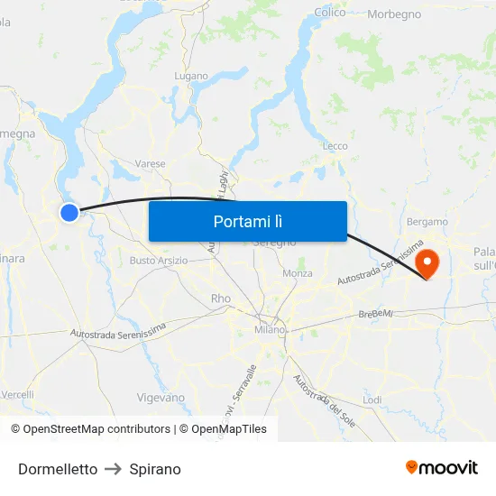 Dormelletto to Spirano map