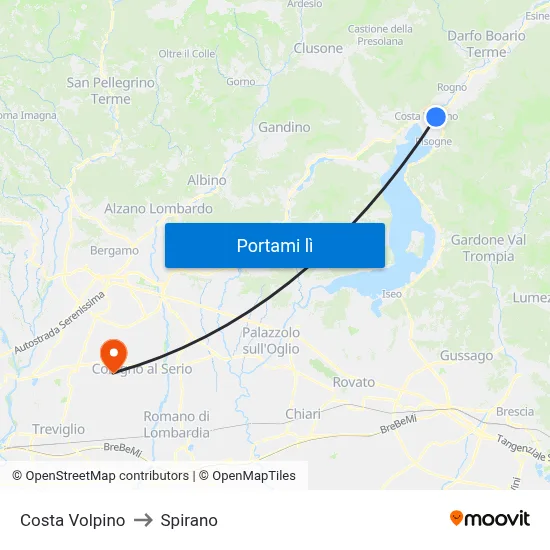 Costa Volpino to Spirano map