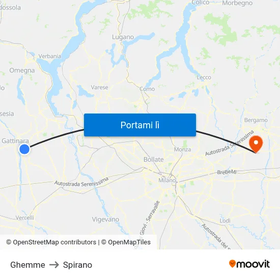 Ghemme to Spirano map