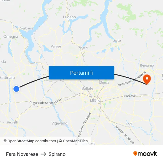 Fara Novarese to Spirano map