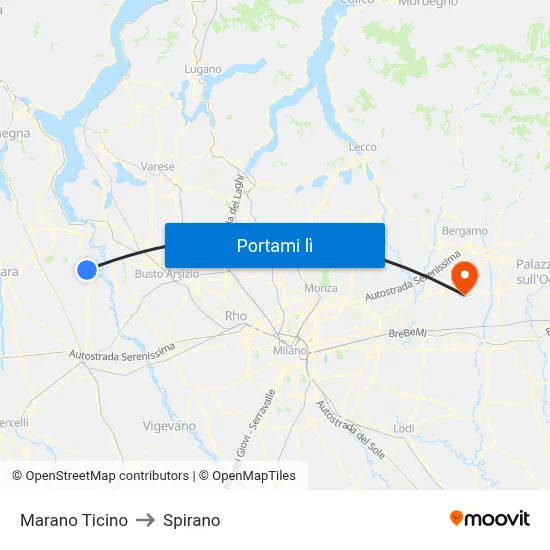 Marano Ticino to Spirano map