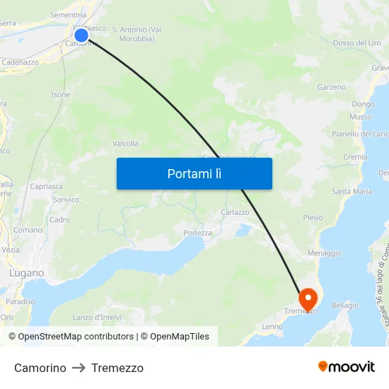 Camorino to Tremezzo map