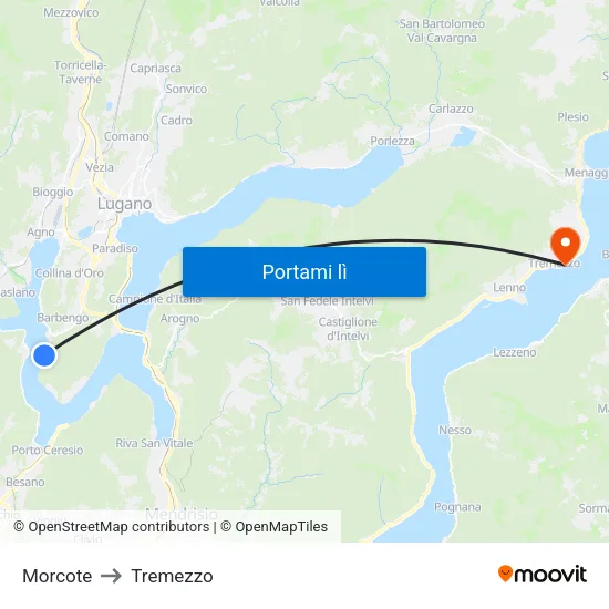 Morcote to Tremezzo map