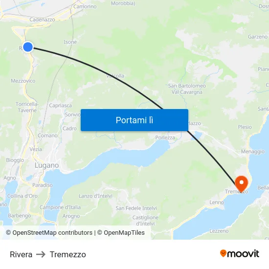 Rivera to Tremezzo map