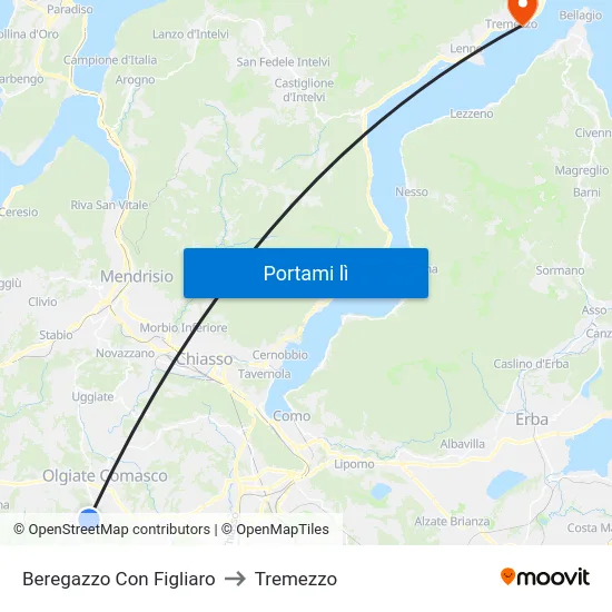 Beregazzo Con Figliaro to Tremezzo map