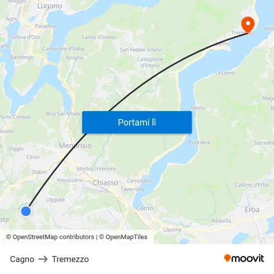 Cagno to Tremezzo map
