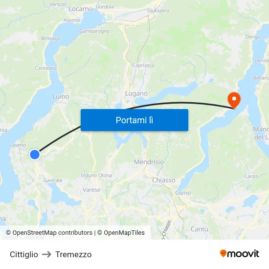 Cittiglio to Tremezzo map