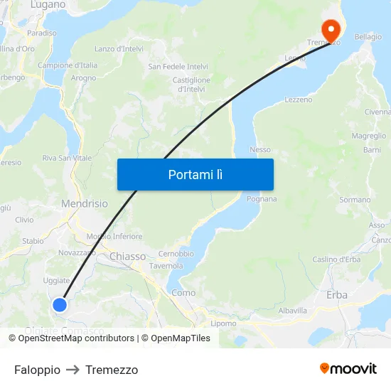Faloppio to Tremezzo map