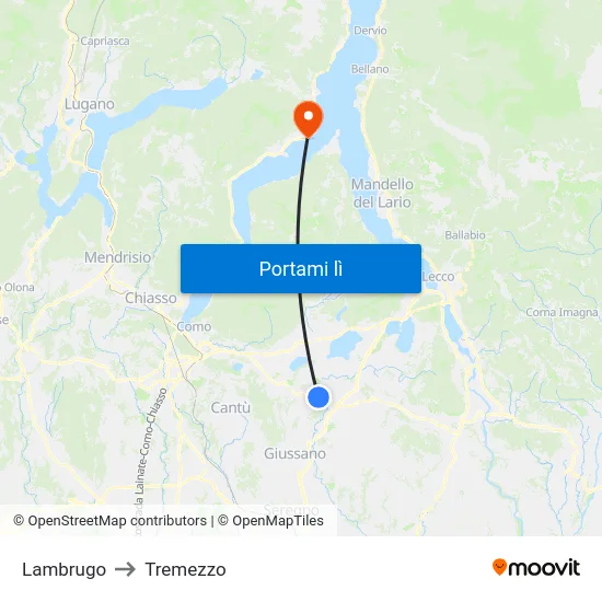 Lambrugo to Tremezzo map