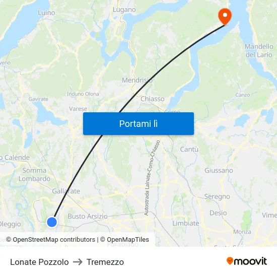 Lonate Pozzolo to Tremezzo map