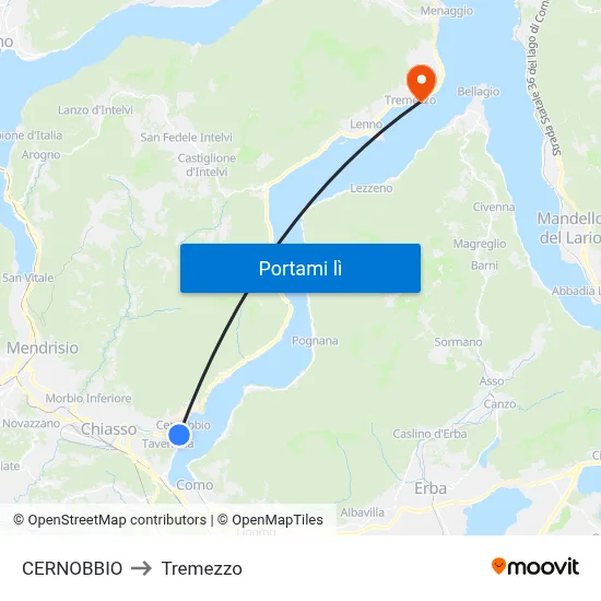 CERNOBBIO to Tremezzo map