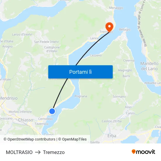 MOLTRASIO to Tremezzo map