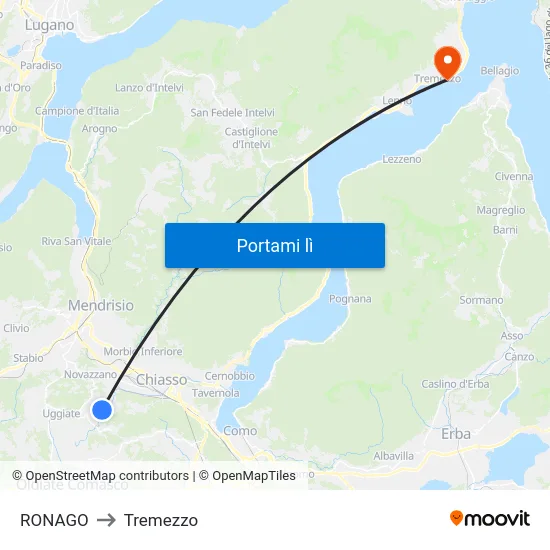 RONAGO to Tremezzo map