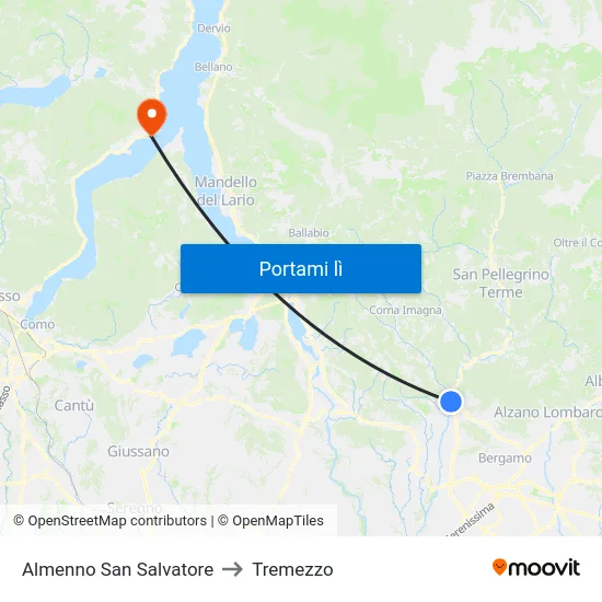 Almenno San Salvatore to Tremezzo map