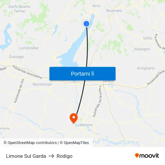 Limone Sul Garda to Rodigo map