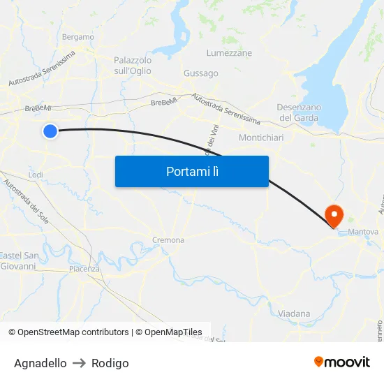 Agnadello to Rodigo map