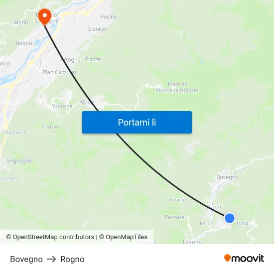 Bovegno to Rogno map