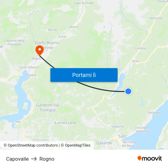Capovalle to Rogno map