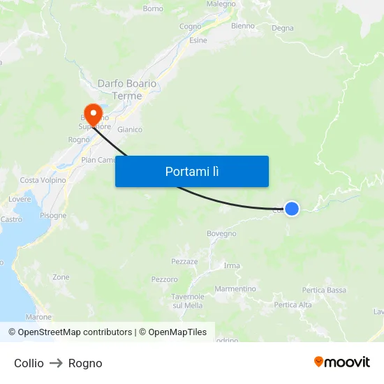 Collio to Rogno map