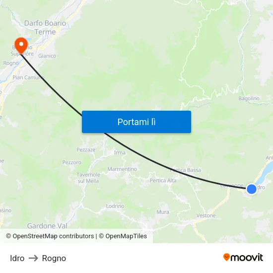 Idro to Rogno map