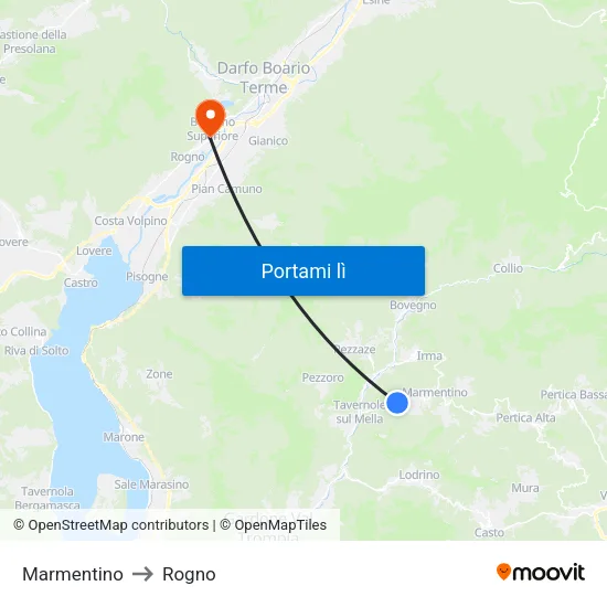 Marmentino to Rogno map