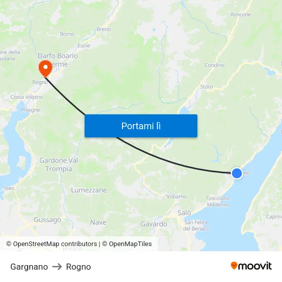 Gargnano to Rogno map