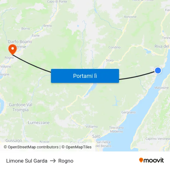 Limone Sul Garda to Rogno map