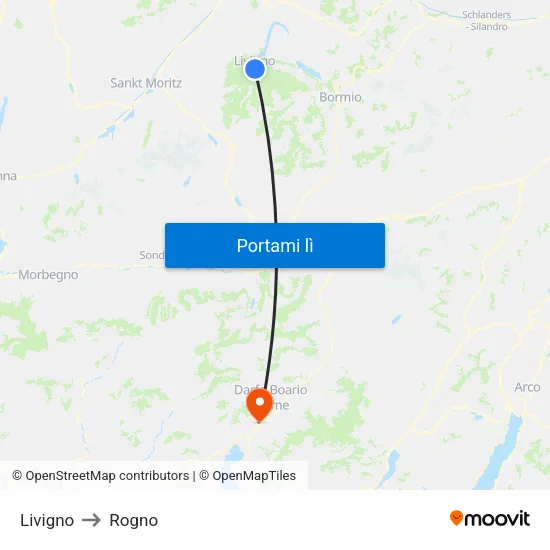 Livigno to Rogno map