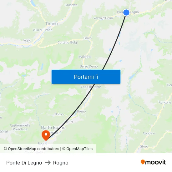 Ponte Di Legno to Rogno map