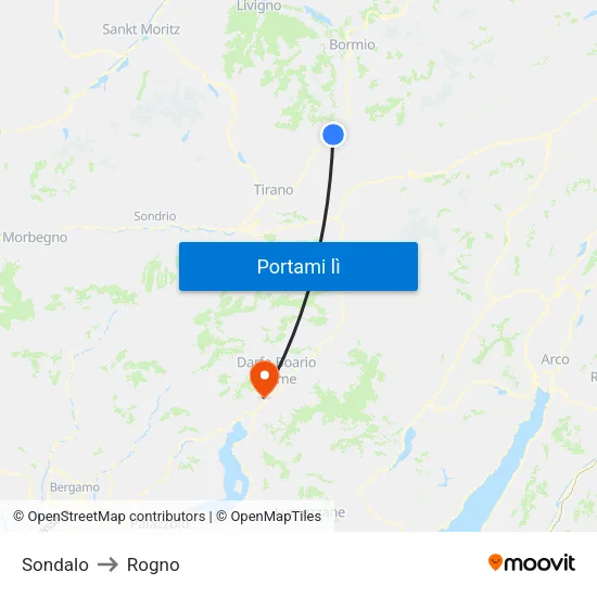 Sondalo to Rogno map