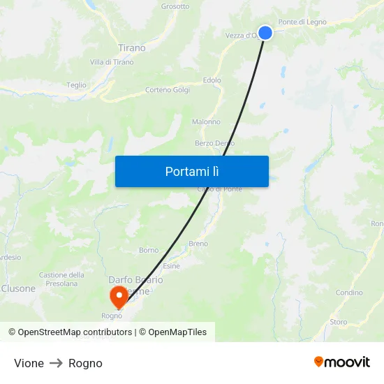 Vione to Rogno map