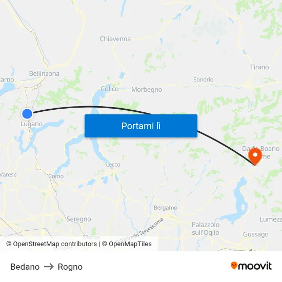 Bedano to Rogno map