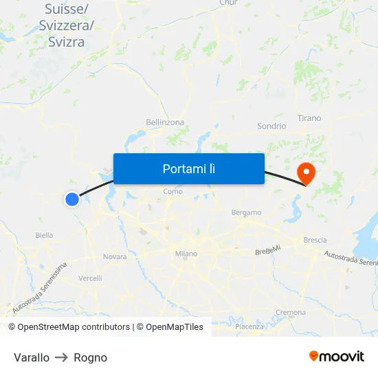 Varallo to Rogno map