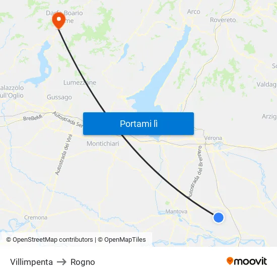 Villimpenta to Rogno map