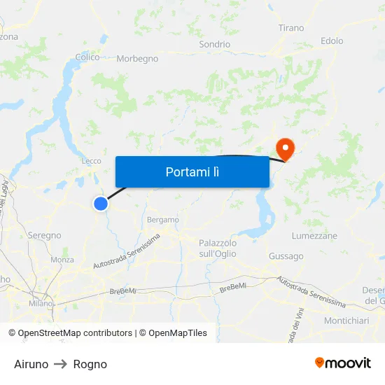 Airuno to Rogno map
