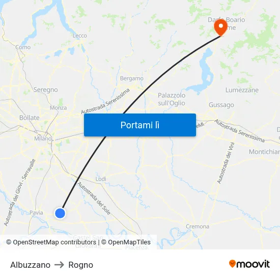 Albuzzano to Rogno map