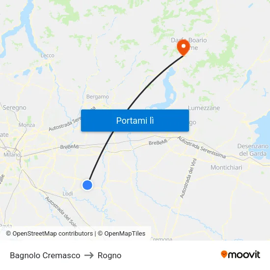 Bagnolo Cremasco to Rogno map