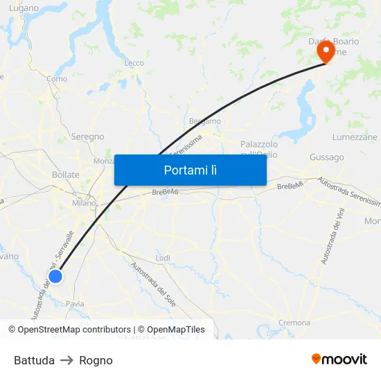 Battuda to Rogno map