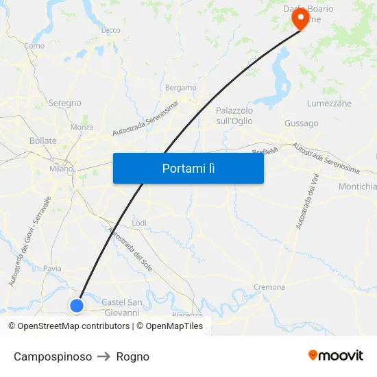 Campospinoso to Rogno map