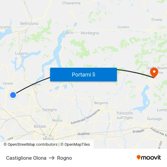 Castiglione Olona to Rogno map