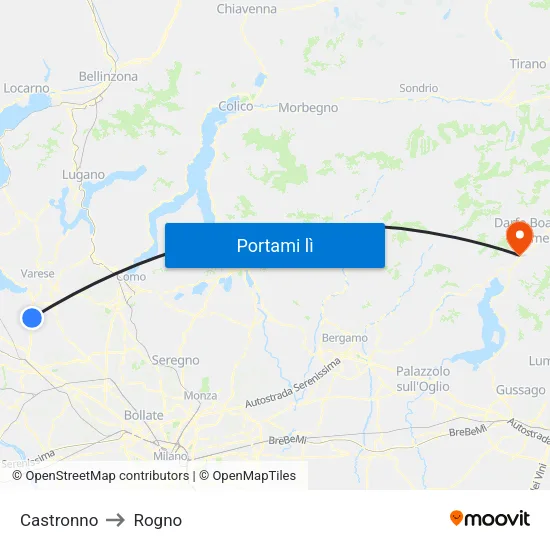 Castronno to Rogno map