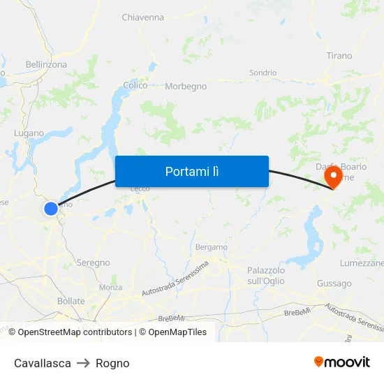 Cavallasca to Rogno map