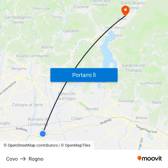 Covo to Rogno map