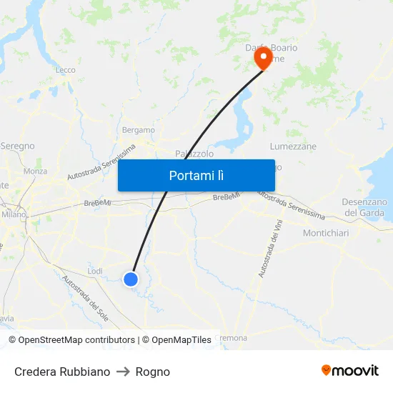 Credera Rubbiano to Rogno map