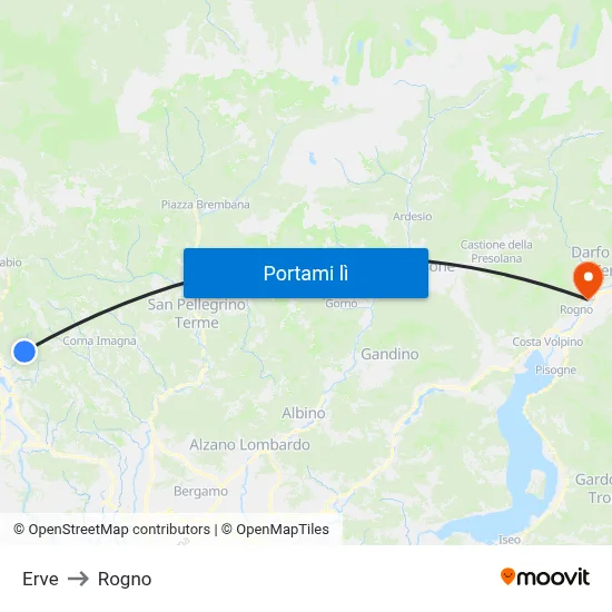 Erve to Rogno map