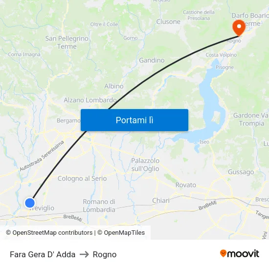 Fara Gera D' Adda to Rogno map