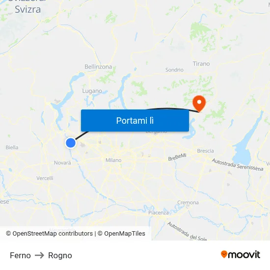 Ferno to Rogno map
